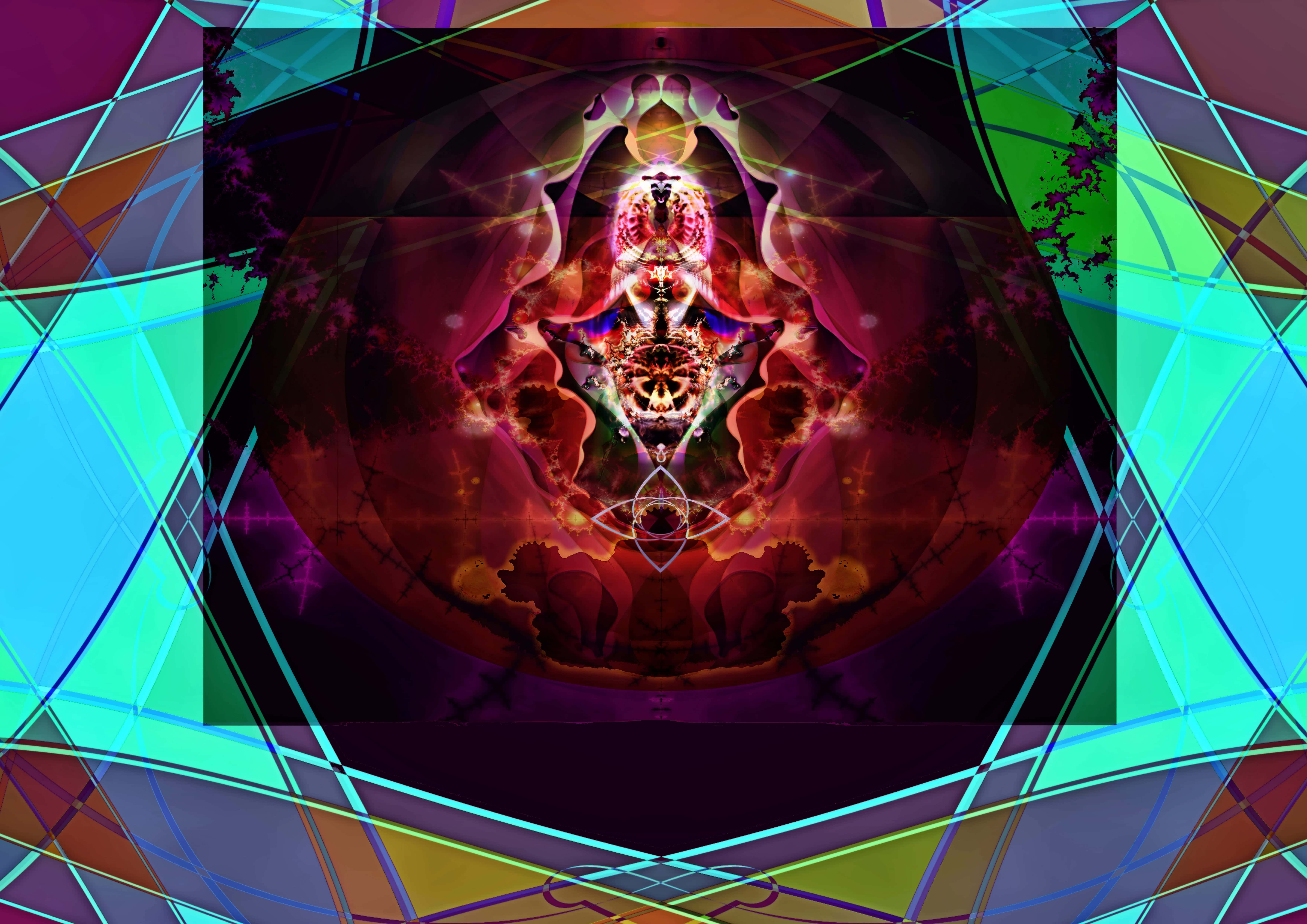 Fractal image of throne room with altar at center