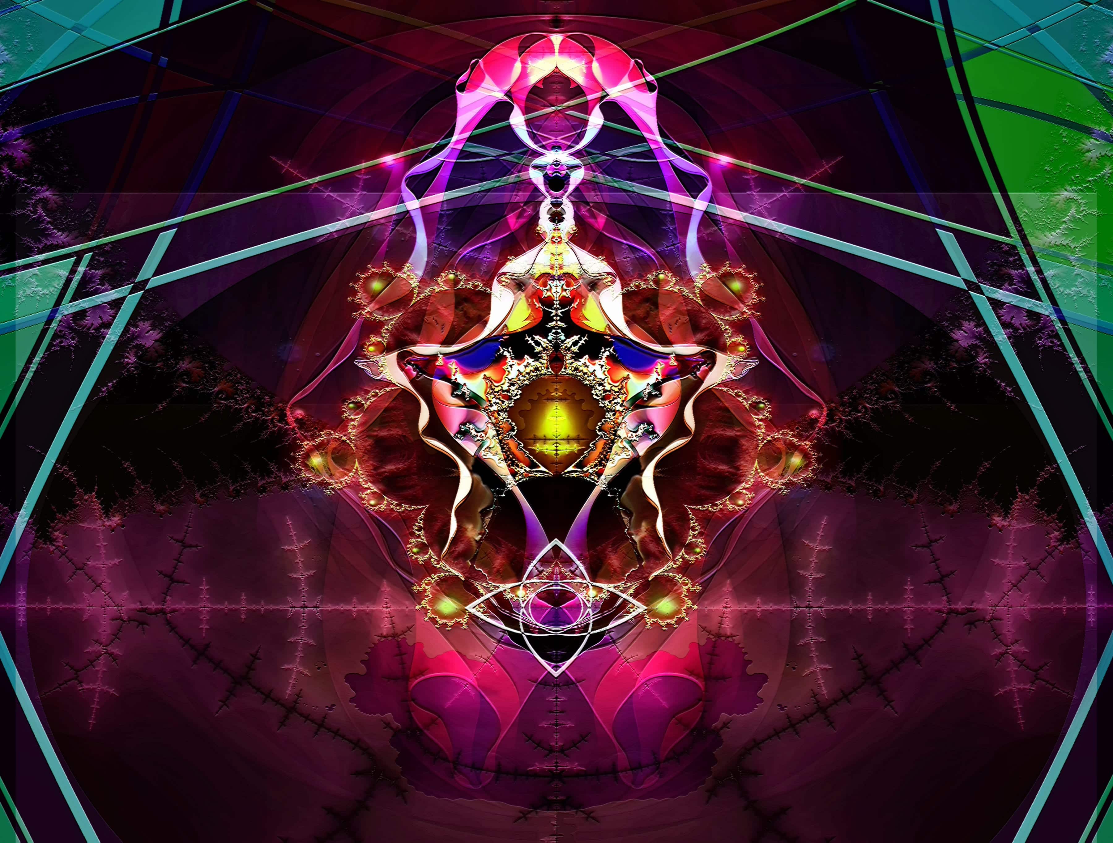 Fractal image of throne room with altar at center. Image only shows part of what is there in order to give an unobstructed view of things that would otherwise have been overlooked in the complexity.